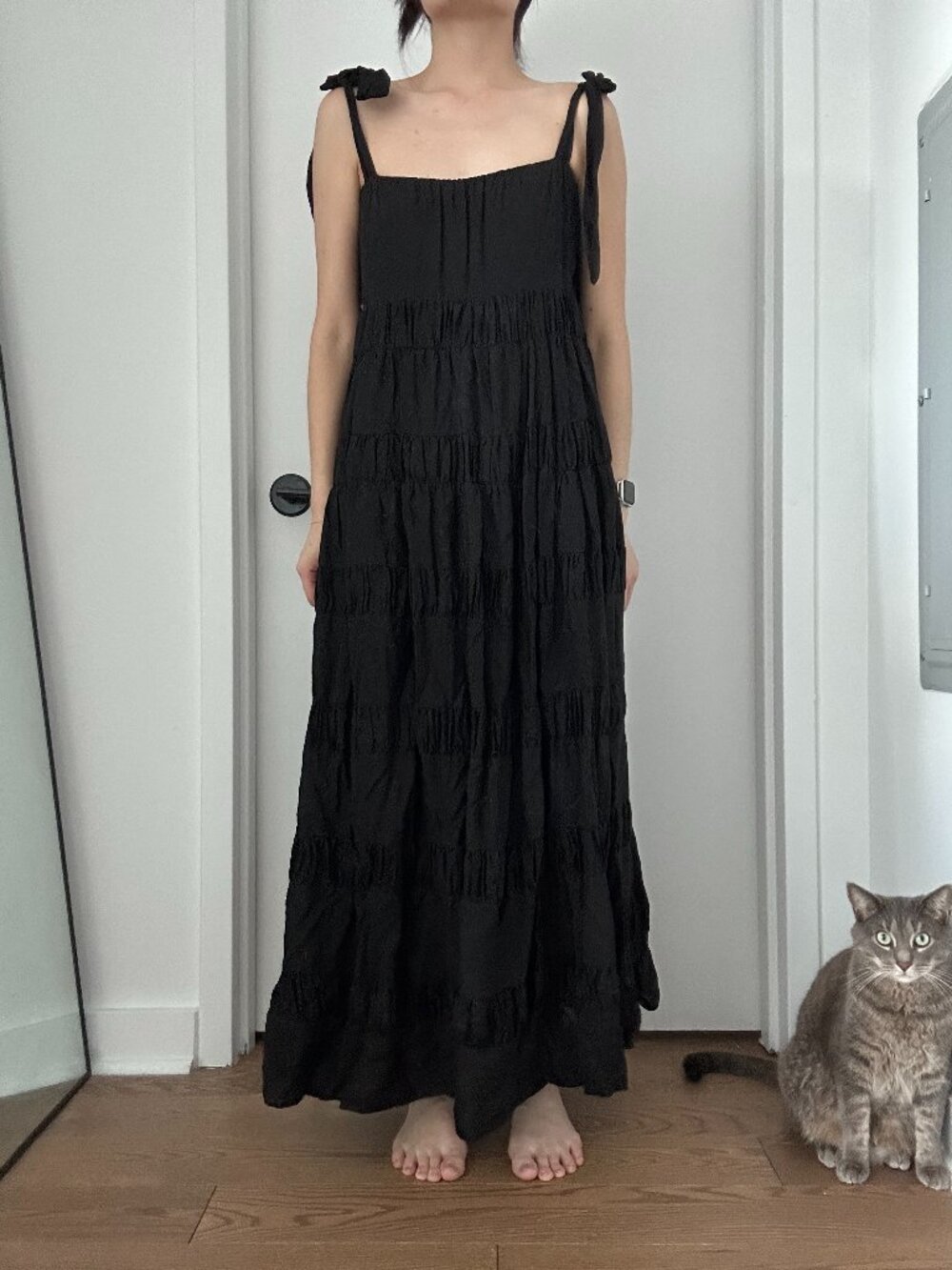 DISSH AMMA BLACK TIE MIDI DRESS